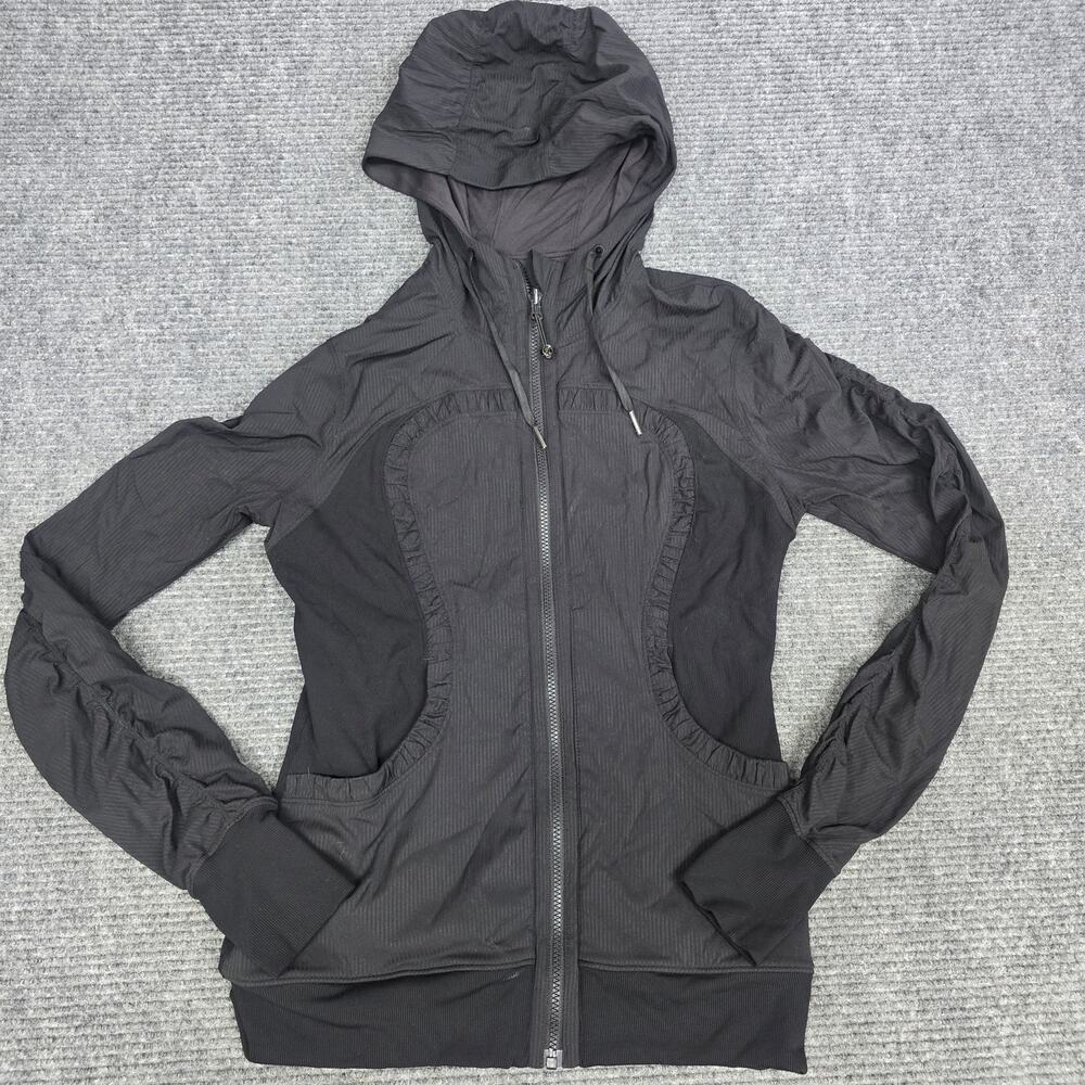 Lululemon Dance Studio Jacket III Womens 10 Black Reversible Hooded Full Zip